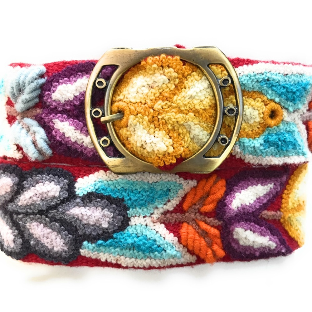 Hand Embroidered Peruvian Wool Belt.